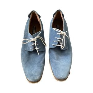 Blue leather dress shoes